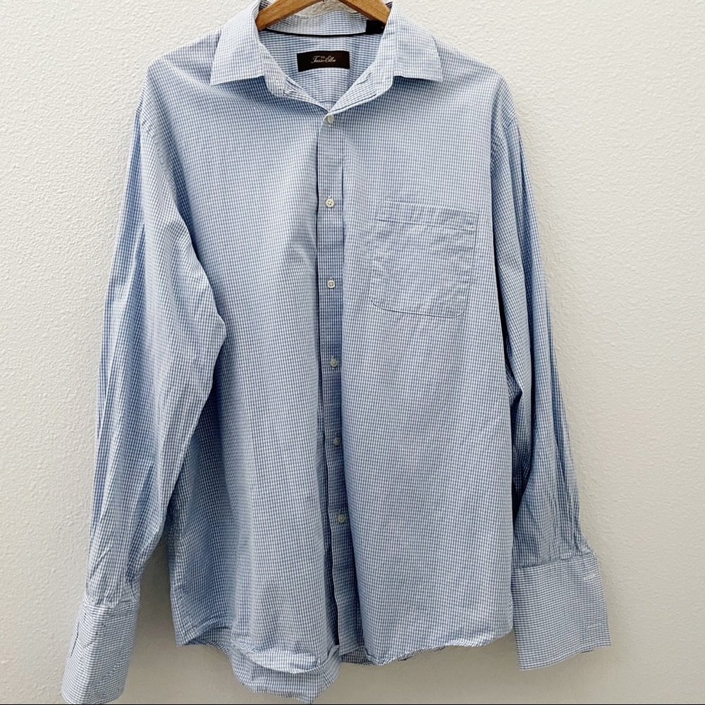 Jasso Ella 100% Cotton blue checkered dress shirt